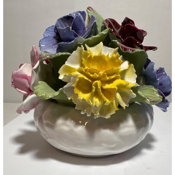 Aynsley Floral Arrangements Multicolored Hand Modelled Painted Blue Yellow Pink - Picture 6 of 9